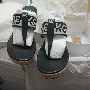 Michael Kors Wedge Espadrille Sandals. Two tone Black and white.